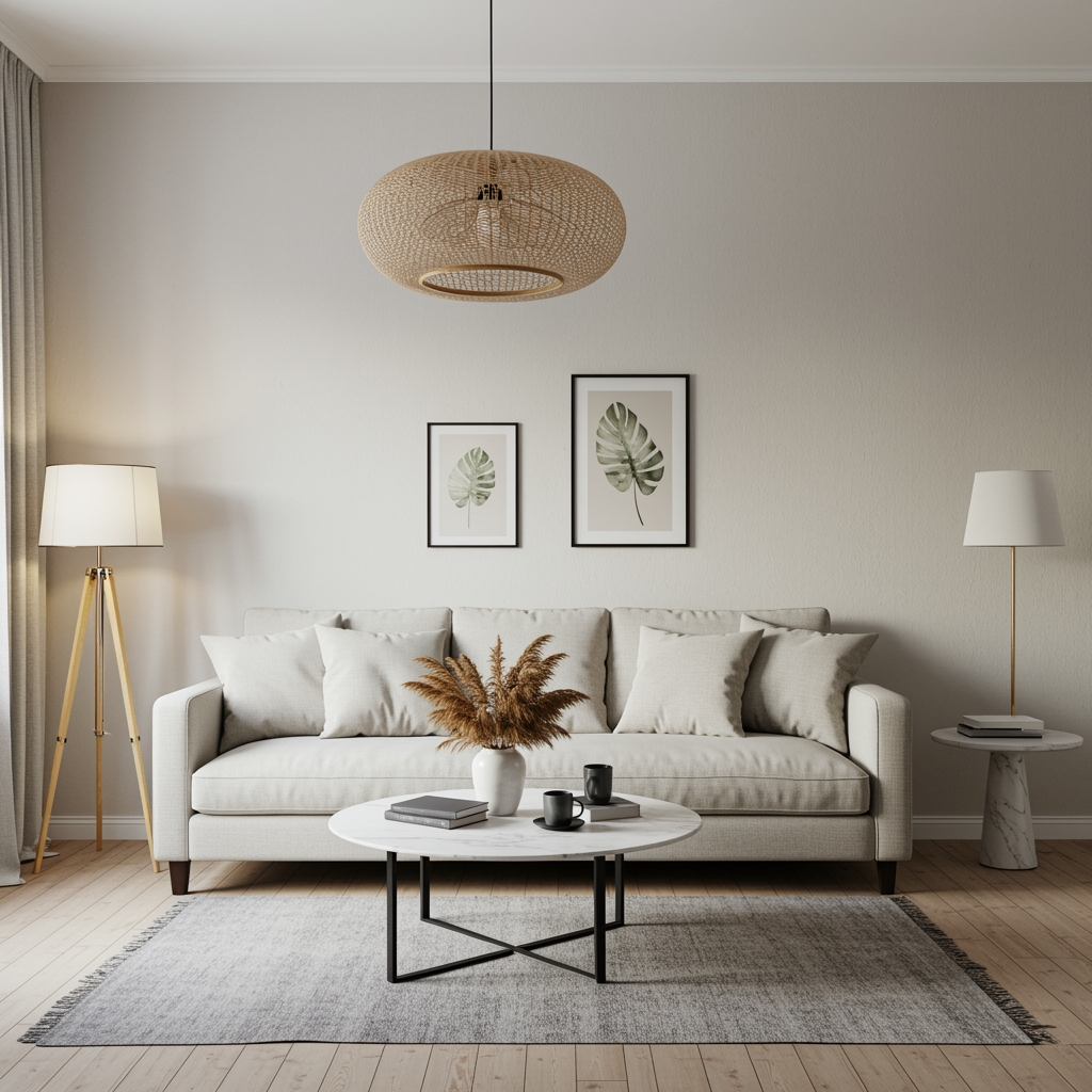 Bright neutral staged living room designed to create a strong first impression for buyers