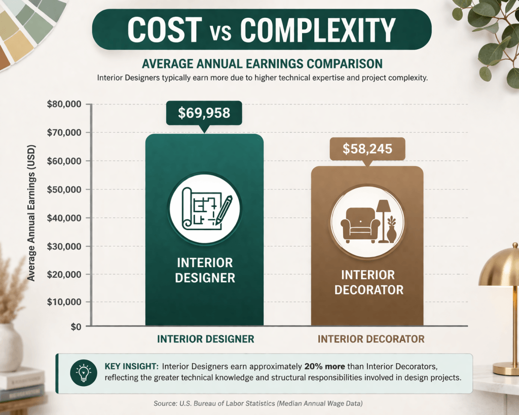 infographic chart about Interior Designers vs Interior Decoration Service Cost and Value Difference